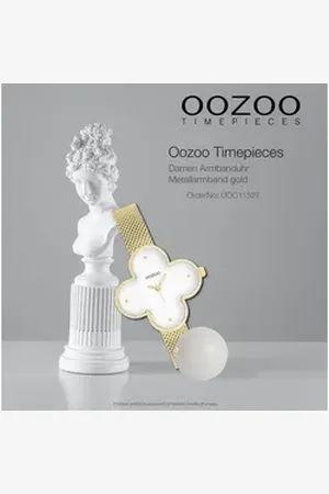 Oozoo Quarzuhr Damen Armbanduhr Timepieces Analog, (Analoguhr), Damenuhr kleeform, extragroß (ca 32x32mm) Metallarmband, Fashion-Style goldfarben