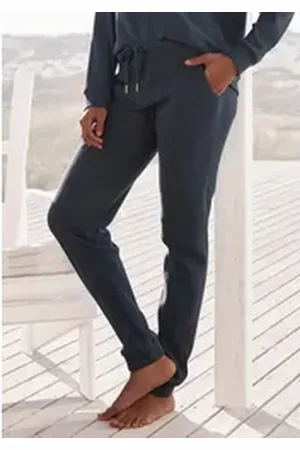 QS by s.Oliver Relaxhose Sweathose aus Ripp-Qualität mit Einrifftaschen, Loungewear blau 40/42