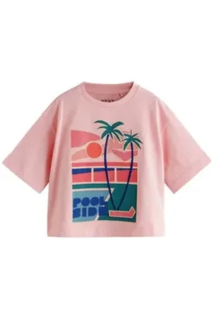 Next Oversize-Shirt T-Shirt mit Grafikprint aus Baumwolle, Poolside (1-tlg) rosa 104 (4 J.)