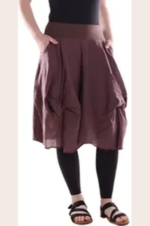 Vishes Sommerrock Damen knielanger Rock Baumwolle Vintage, Retro extra breiter Bund mit Alternative Bekleidung, Ethno, Hippie, Retro Style braun 40
