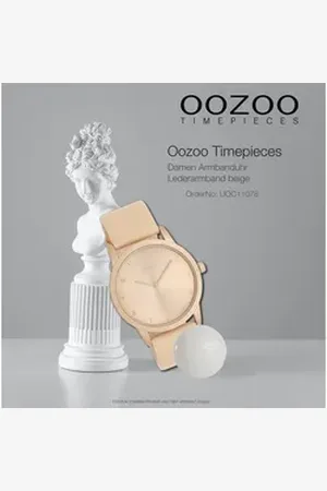 Oozoo Quarzuhr Damen Armbanduhr Timepieces Analog, (Analoguhr), Damenuhr rund, mittel (ca. 38mm) Lederarmband, Fashion-Style braun