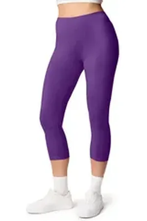 Ladeheid Leggings Damen 3/4 Capri Hose aus Baumwolle LA40-132 (1-tlg) elastischer Bund lila S