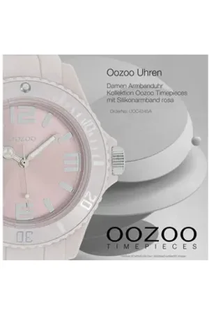 Oozoo Quarzuhr Damen Armbanduhr Timepieces Analog, (Analoguhr), Damenuhr rund, extra groß (ca. 48mm) Silikonarmband, Fashion-Style rosa