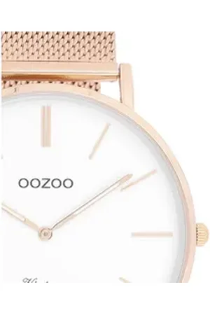 Oozoo Quarzuhr Herren Armbanduhr roségold Analog, (Analoguhr), Herrenuhr rund, groß (ca. 44mm) Edelstahlarmband, Fashion-Style rosa