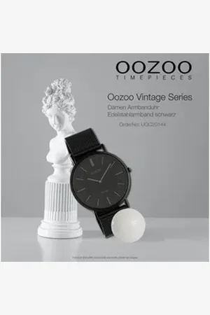 Oozoo Quarzuhr Damen Armbanduhr schwarz Analog, (Analoguhr), Damenuhr rund, groß (ca. 40mm) Edelstahlarmband, Casual-Style schwarz