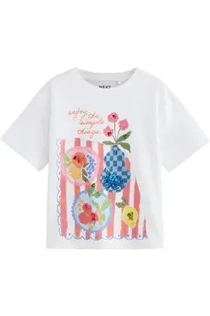 Next Paillettenshirt Oversized Fit T-Shirt mit Pailletten, Blumengrafik (1-tlg) beige 140 (10 J.)