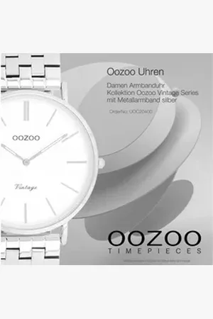 Oozoo Quarzuhr Damen Armbanduhr Vintage, (Analoguhr), Damenuhr rund, groß (ca. 40mm) Metallarmband, Elegant-Style silberfarben