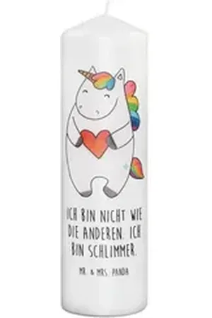 Mr. & Mrs. Panda Formkerze Einhorn Herz 29 x 8 cm XL - Weiß - Geschenk, Unicorn, bunt, anders, G (1-tlg), Vielseitig einsetzbar weiß 8 cm x 29 cm x 8 cm