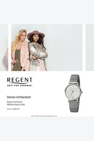 Regent Quarzuhr Damen Armbanduhr Analog, (Analoguhr), Damen Armbanduhr rund, extra groß (ca. 32mm), Metallarmband silberfarben