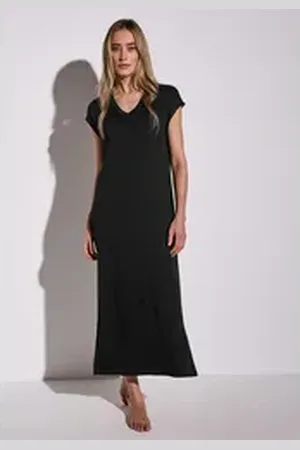 Street one Midikleid mit V-Ausschnitt schwarz 44