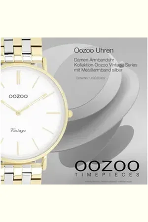 Oozoo Quarzuhr Damen Armbanduhr Vintage, (Analoguhr), Damenuhr rund, groß (ca. 40mm) Metallarmband, Elegant-Style silberfarben