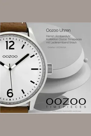 Oozoo Quarzuhr Herren Armbanduhr Timepieces Analog, (Analoguhr), Herrenuhr rund, extra groß (ca. 46mm) Lederarmband, Casual-Style braun
