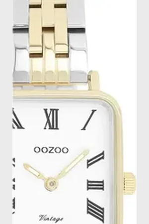 Oozoo Quarzuhr Damen Armbanduhr Vintage, (Analoguhr), Damenuhr rechteckig, extra groß (24x28mm) Metallarmband, Fashion-Style silberfarben