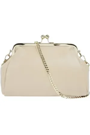 Cluty Abendtasche, echt Leder, Made in Italy beige|braun