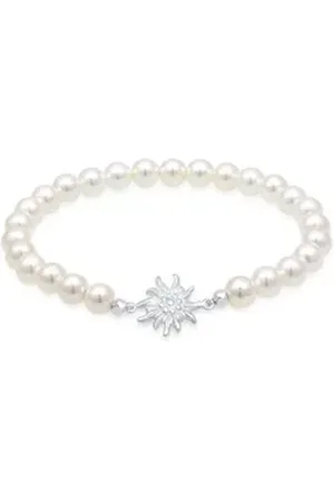 Elli Perlenarmband Edelweiss Muschelkernperlen Weiß 925 Sterling Silber silberfarben