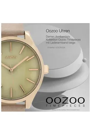 Oozoo Quarzuhr Damen Armbanduhr Timepieces Analog, (Analoguhr), Damenuhr rund, groß (ca. 42mm) Lederarmband, Casual-Style braun