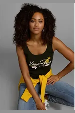 KangaROOS Tanktop mit femininem Frontdruck schwarz 52/54 (XXL)