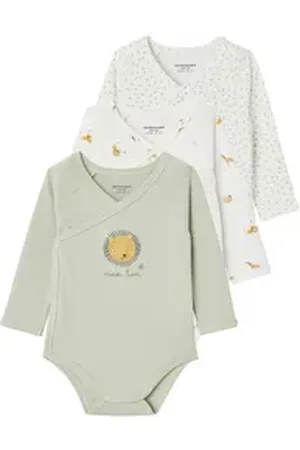 Vertbaudet Langarmwickelbody 3er-Pack Baby Wickelbodys grün 56