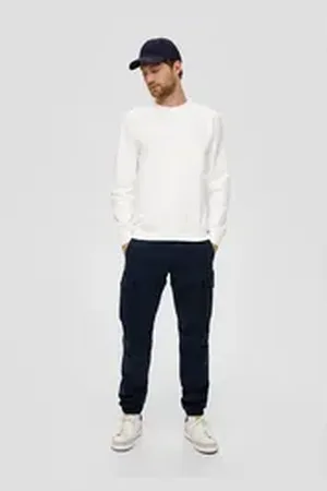 QS by s.Oliver Stoffhose Cargohose mit Garment Dye und Straight Leg Garment Dye blau 33/32