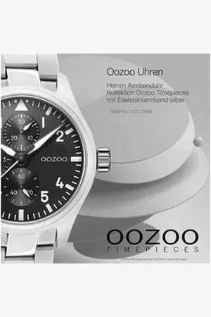 Oozoo Quarzuhr Herren Armbanduhr Timepieces, (Analoguhr), Herrenuhr rund, groß (ca. 42mm) Edelstahlarmband, Casual-Style silberfarben