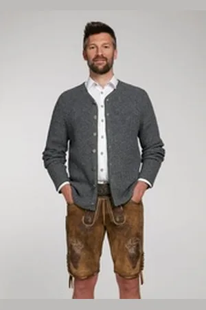SPIETH & WENSKY Trachtenstrickjacke Plauen Knöpfe in Münzform grau L