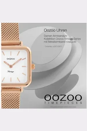 Oozoo Quarzuhr Damen Armbanduhr Vintage Series, (Analoguhr), Damenuhr eckig, groß (ca. 26x26mm) Metall, Mesharmband, Fashion-Style rosa
