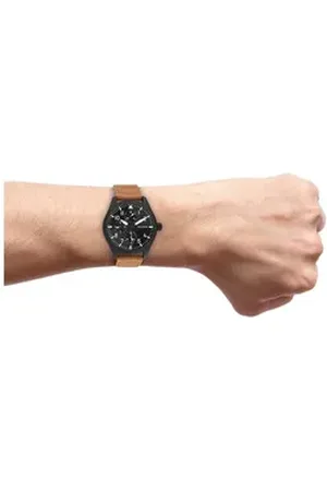Oozoo Quarzuhr Herren Armbanduhr Timepieces, (Analoguhr), Herrenuhr rund, groß (ca. 42mm) Lederarmband, Casual-Style orange