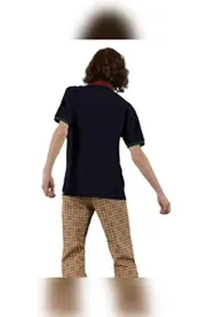 Gucci Poloshirt Poloshirt aus Stretch-Baumwoll-Piqué Schwarz Herren S schwarz S