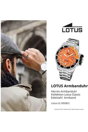 Lotus Chronograph Herrenuhr Edelstahl Silikon orange, (Chronograph), Herren Armbanduhr rund, extra groß (ca. 46,3mm), Edelstahl