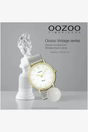 Oozoo Quarzuhr Damen Armbanduhr Vintage Series, (Analoguhr), Damenuhr rund, groß (ca. 40mm) Metallarmband silber silberfarben