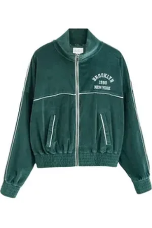 Next Nickijacke Veloursjacke mit Reißverschluss aus Baumwolle (1-St) grün S