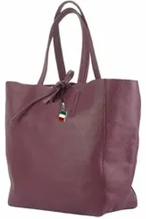 Florence Schultertasche ital. Echtleder Shopper bordeaux (Shopper), Damen Leder Shopper, Schultertasche, rot, bordeaux ca. 30cm rot