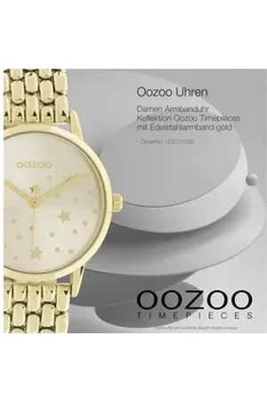 Oozoo Quarzuhr Damen Armbanduhr Timepieces, (Analoguhr), Damenuhr rund, mittel (ca. 34mm) Edelstahlarmband, Elegant-Style goldfarben