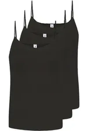 POMPADOUR Achseltop 3er Pack Damen Spaghettitop Lacy-Peak (Packung, 3-St) - schwarz 46