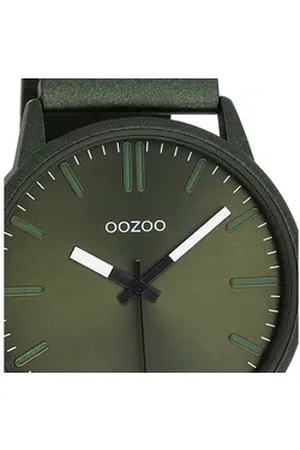 Oozoo Quarzuhr Herren Armbanduhr Timepieces, (Analoguhr), Herrenuhr rund, groß (ca. 45mm) Edelstahlarmband, Fashion-Style grün