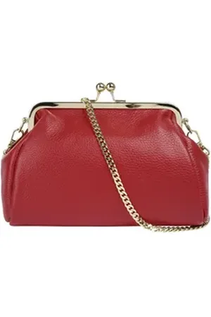 Cluty Abendtasche, echt Leder, Made in Italy rot
