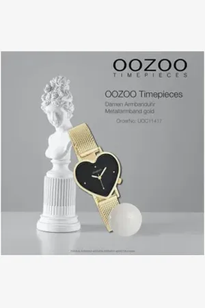 Oozoo Quarzuhr Damen Armbanduhr Timepieces, (Analoguhr), Damenuhr rund, extra groß (ca. 28x29mm) Metallarmband, Elegant-Style goldfarben