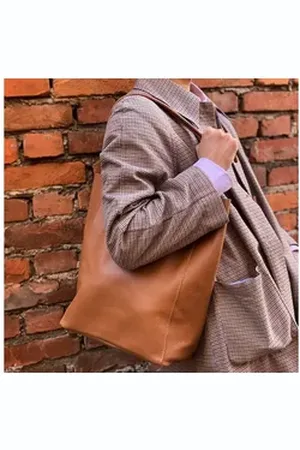 Florence Schultertasche ital. Echtleder Shopper cognac (Shopper), Damen Leder Shopper, Schultertasche, braun, cognac ca. 30cm braun