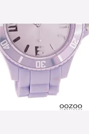 Oozoo Quarzuhr Damen Armbanduhr Timepieces Analog, (Analoguhr), Damenuhr rund, extra groß (ca. 48mm) Silikonarmband, Fashion-Style lila
