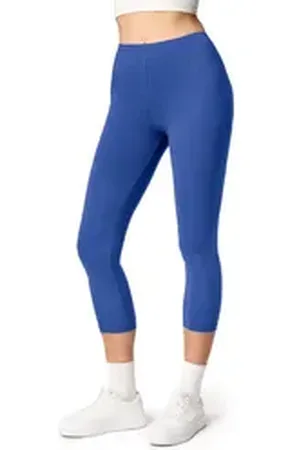 Ladeheid Leggings Damen 3/4 Capri Hose aus Baumwolle LA40-132 (1-tlg) elastischer Bund blau XS
