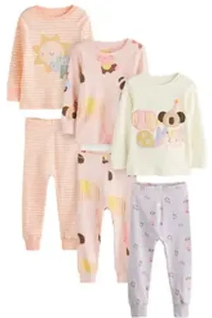Next Pyjama 3er-Pack Schlafanzüge mit Print (6 tlg) beige 104-110 (4-5 J.)