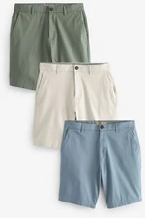 Next Chinoshorts 3er-Pack Chinohosen mit Stretch, Straight Fit (3-tlg) blau 34 Inch (Lang)