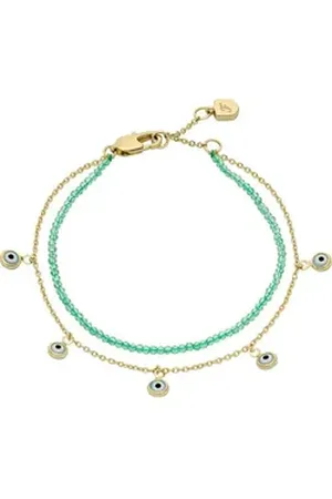Fossil Armband Damen-Armband Metall Glasstein, Sutton goldfarben