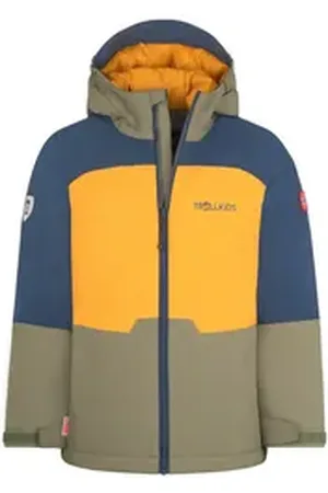TROLLKIDS Skijacke Hardanger Winddicht und Wasserdicht blau|gelb 104