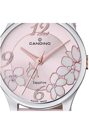 Candino Quarzuhr Damen Armbanduhr Elegance, (Analoguhr), Damen Armbanduhr rund, Lederarmband rosa, Fashion rosa