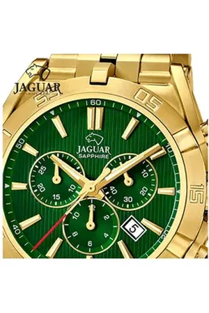Jaguar Chronograph Herrenuhr Edelstahl gold , (Chronograph), Herren Armbanduhr rund, Edelstahlarmband gold goldfarben
