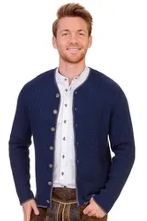 SPIETH & WENSKY Trachtenstrickjacke Trachten Strickjacke Herren - PLAUEN - dunkelblau blau M