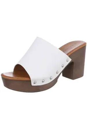 Ital-Design Damen Mules Freizeit Plateausandaletten (86706724) Blockabsatz Sandalen & Sandaletten in Weiß weiß 36 EU
