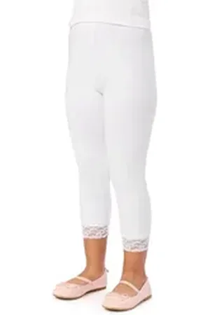 Merry Style Leggings Mädchen 3/4 Capri Leggings aus Baumwolle mit Spitze MS10-228 (1-tlg) elastischer Bund weiß 140