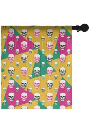 Abakuhaus Gardine schiere Drapierung für Hochzeit Party 2 Panels, Geometrisch Dreieck-Kopf-Knochen braun|gelb|grün 274 cm x 270 cm